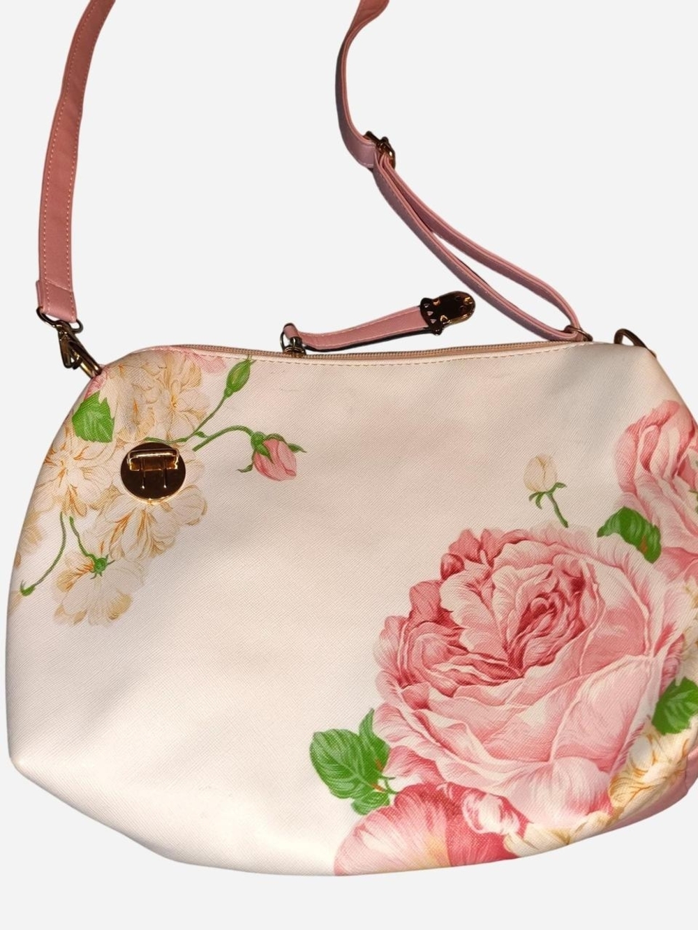 Floral Pink Rose Print Crossbody Bag